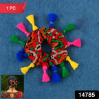 Traditional multicolor Navratri Hair Bun Juda hair accessory with bright tassels