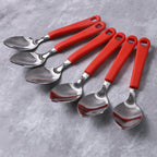 Ergonomic baby feeding spoon from 6-piece stainless steel set