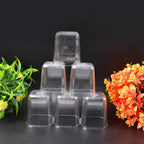 Close-up of diamond design plastic glasses in transparent set