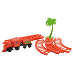 Full layout of the mini train set, showing all tracks and train cars.