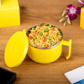 Front view of the double-layer Maggie Bowl with Lid and handle, showcasing its modern design.
