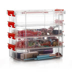 Modular 4-layer plastic organizer container with handle for easy portability