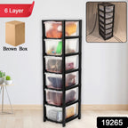 Set of 6 plastic drawers in modular storage cabinet for versatile home and office organization