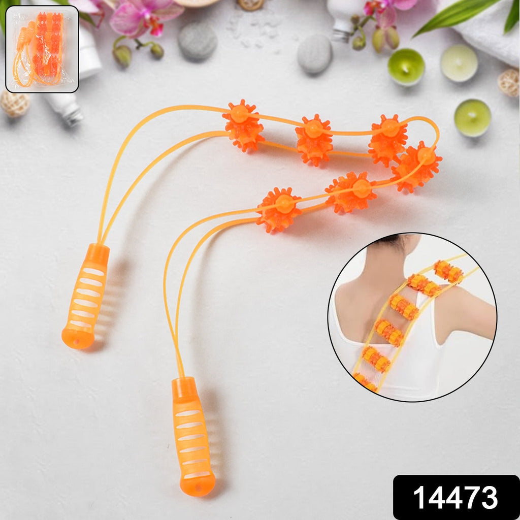Close-up view of the manual back massage roller rope mechanism