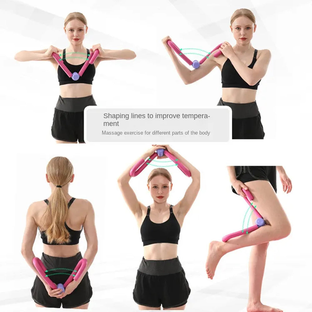 Model actively demonstrating a full-body workout with the versatile Thigh Toner.