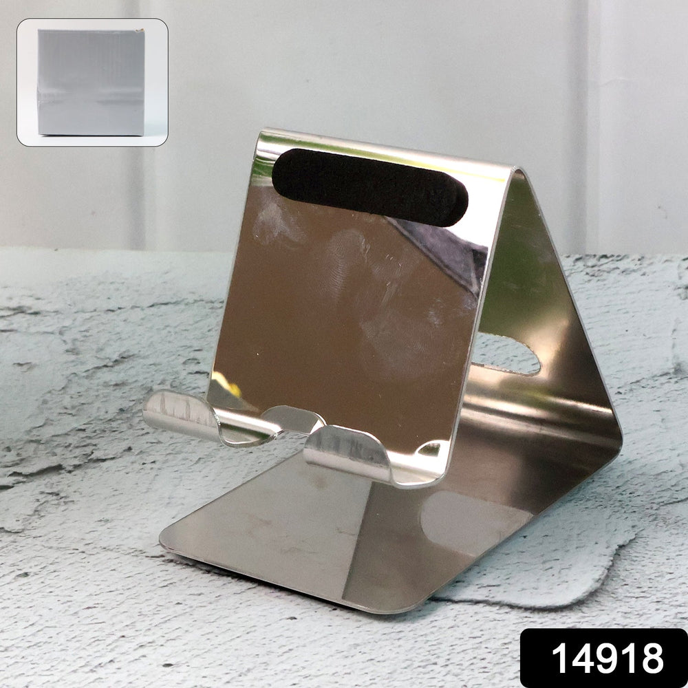 Mobile and tablet supported on universal stand holder for hands-free use