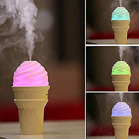 Close-up of glowing ice cream design LED humidifier