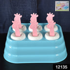 Giraffe ice molds filled with popsicle mixture ready for freezing