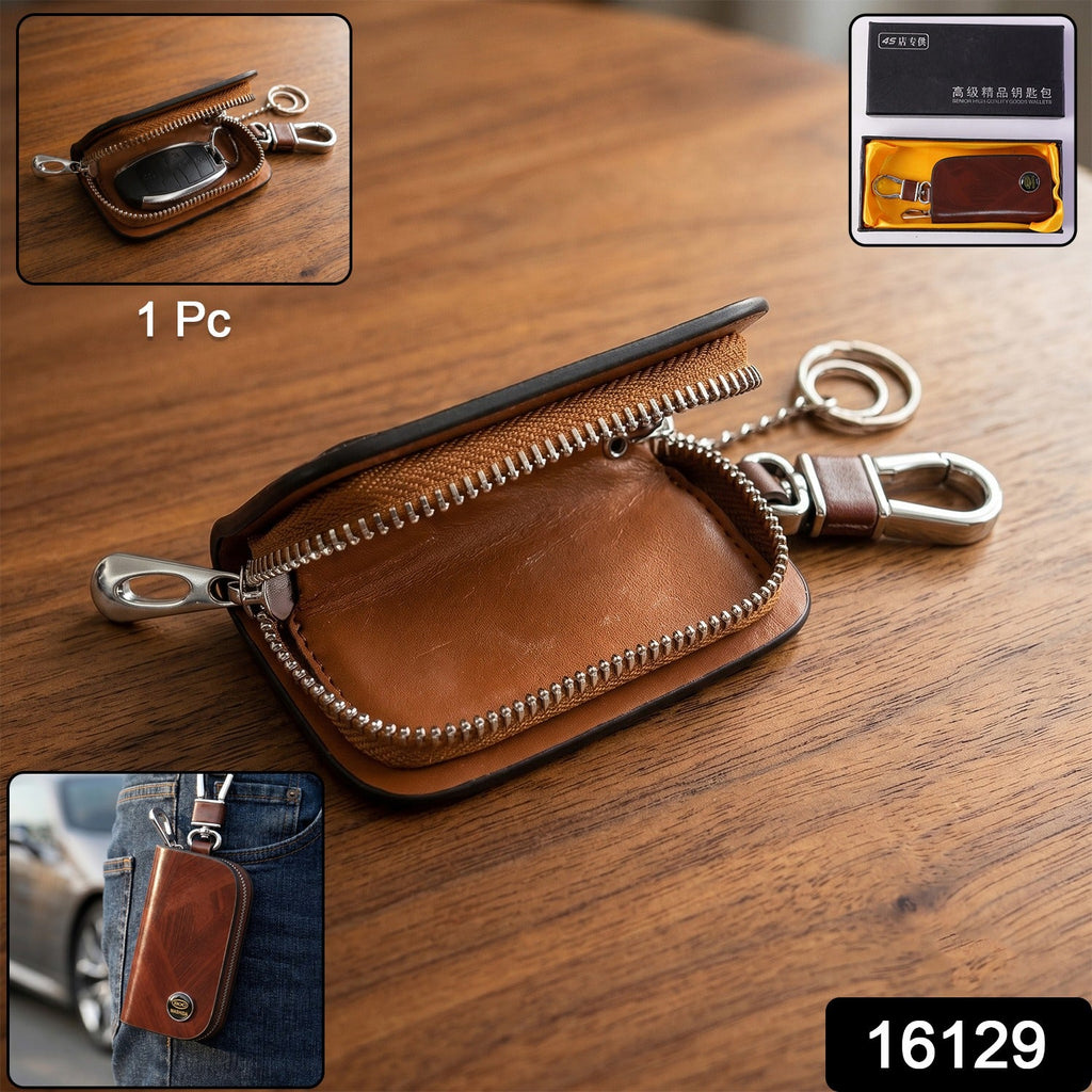 Car key case pouch with zip and clip for easy carrying