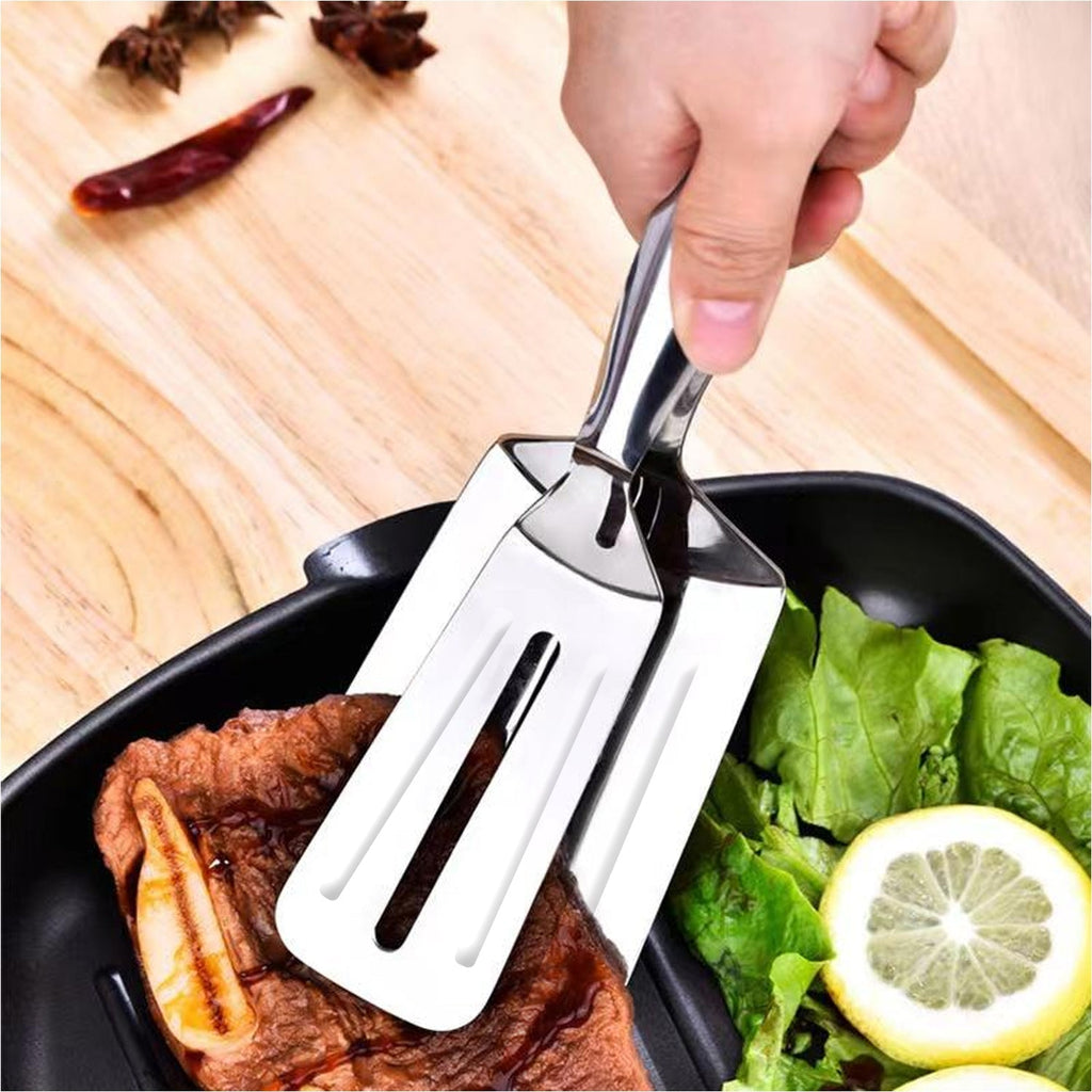 Multifunction stainless steel cooking tongs for serving food