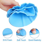 Happy toddler enjoying bath time with the adjustable baby shower cap protecting their eyes