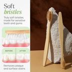 Women Bamboo Toothbrush Set Soft Bristles Eco Friendly Biodegradable (2 Pc)