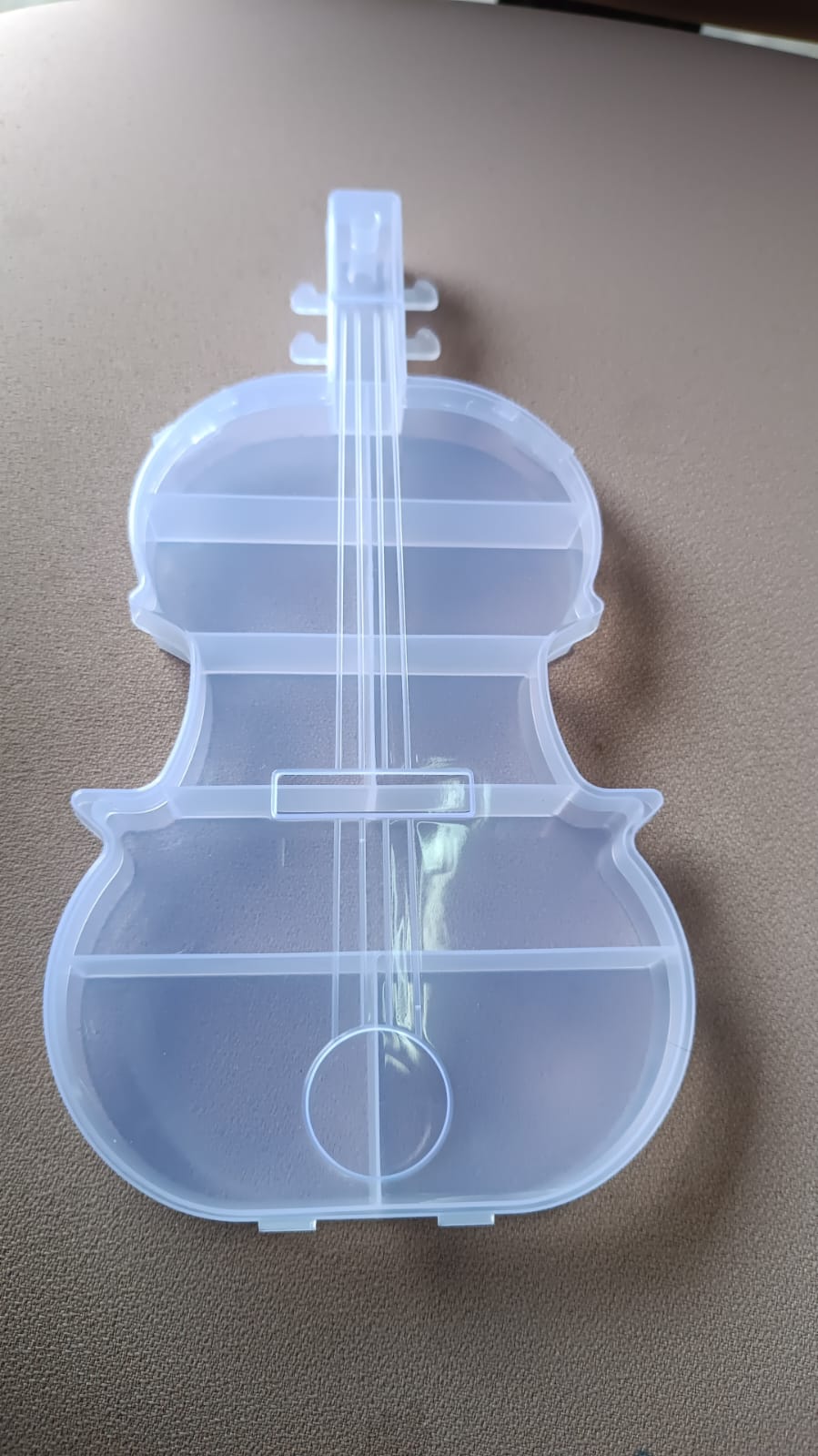 Decorative violin shape transparent storage box for organisation