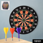 Magnetic dart hitting the bullseye on the safe dartboard