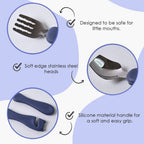 Child-safe rounded edge spoon and fork set for toddlers