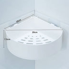 Durable plastic corner caddy for drill-free home organization.