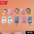 Cute cartoon animal design adhesive hooks on wall for kids' room