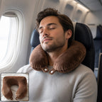 Men's U Shaped Soft Brown Plush Travel Neck Pillow for Head Support (1 Pc)
