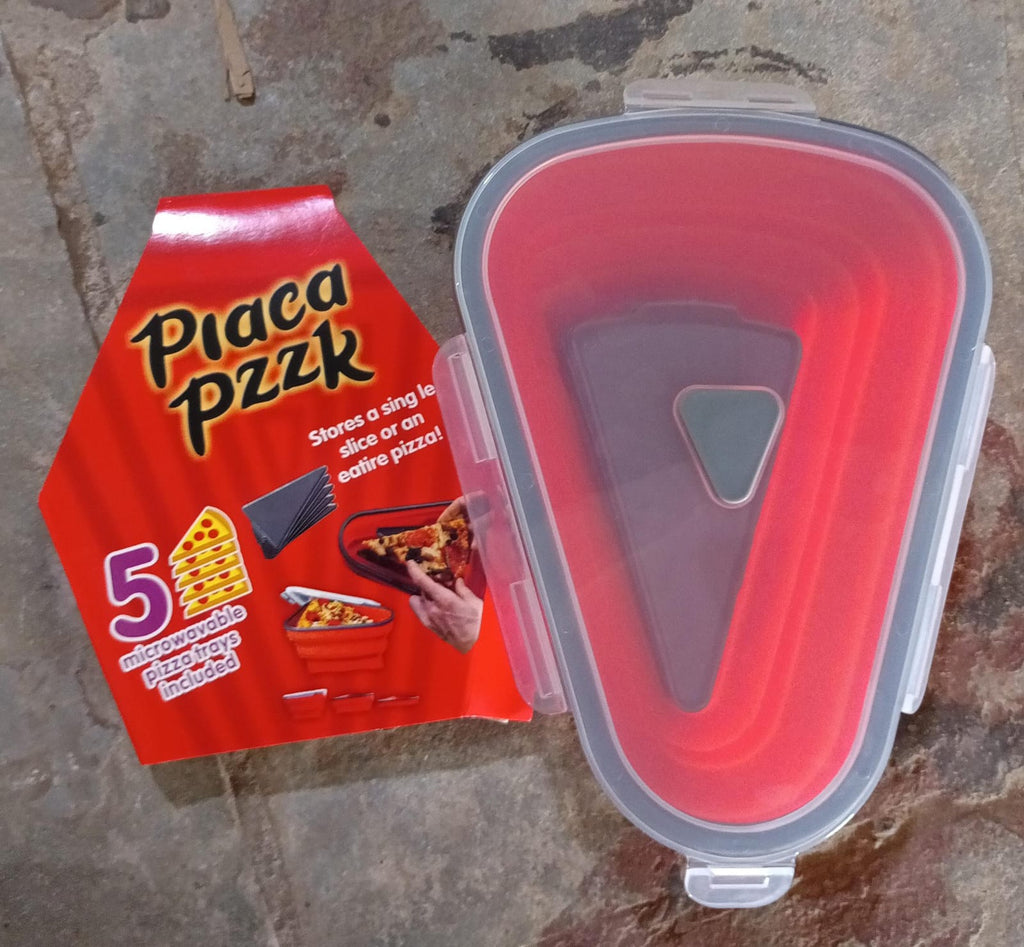 Lifestyle shot of the Tidy Table pizza storage container on a kitchen counter, ready for use.