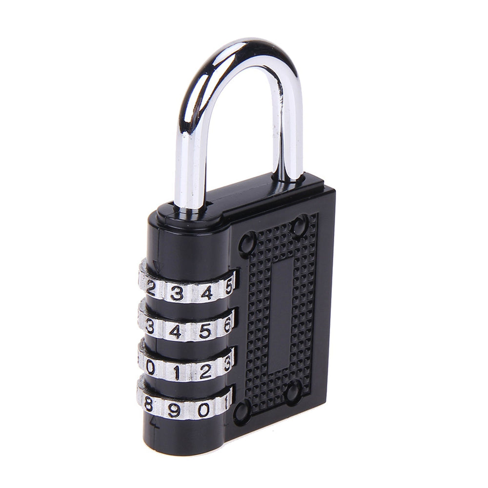 A hand demonstrating the compact size of the 4-digit combination lock.