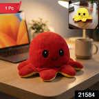 Soft reversible octopus plush toy for mood expression and comfort