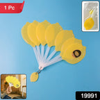 Lemon-shape foldable hand fan clipped on a keychain and unfolded