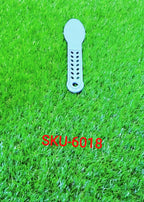 The plastic foot scrubber positioned to show its ergonomic curve and efficient callus remover surface.