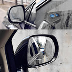 Step-by-step diagram showing the easy installation process of the car mirror anti fog film.