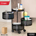 Kitchen trolley showing smooth rolling wheels and multi-layer storage