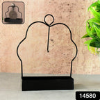 Side view of a mosquito coil holder with vertical hook and ash collection tray