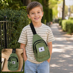 Kids Multi Pocket Sling Crossbody Chest Bag Canvas Bag for Little Boys Girls (1 Pc)