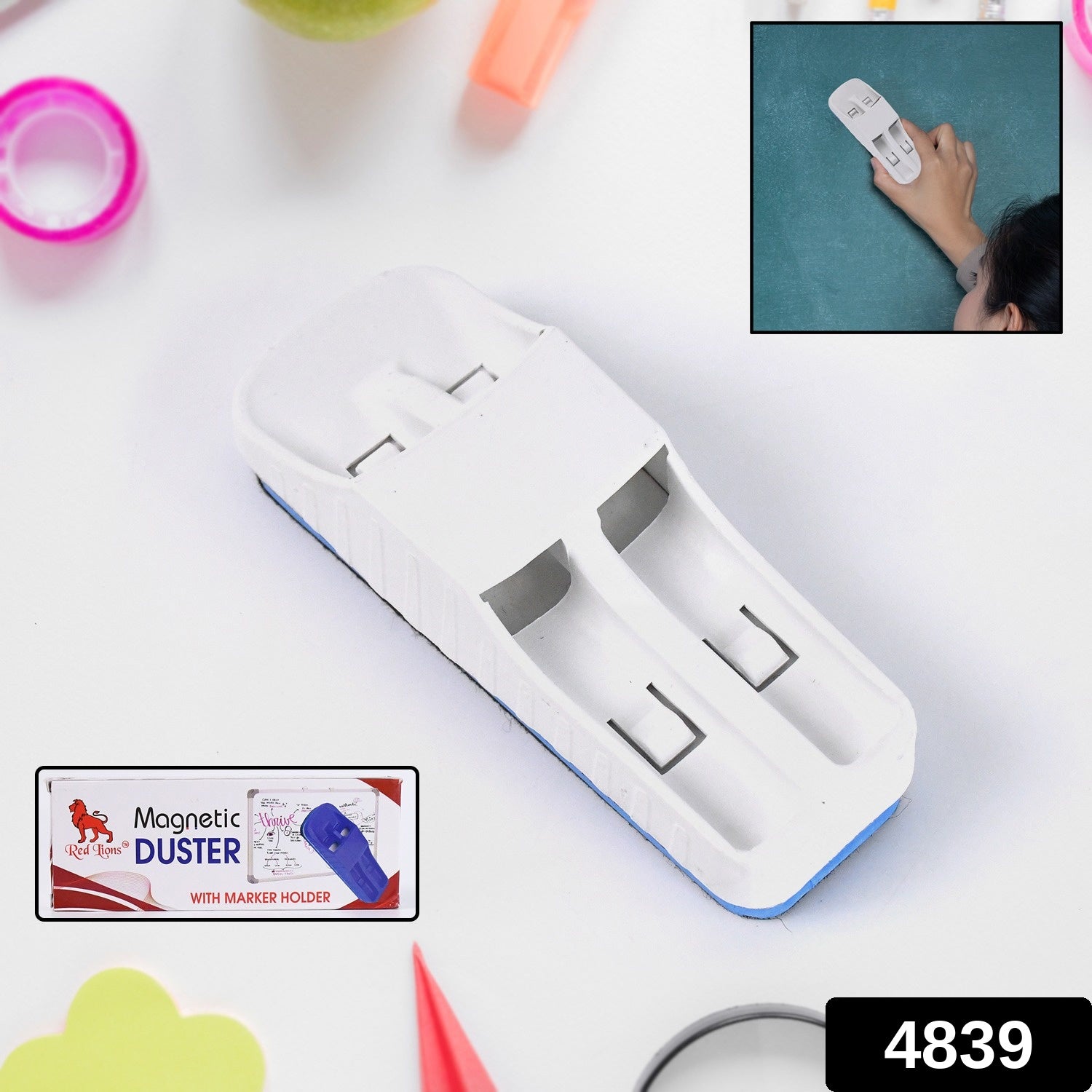 Magnetic Duster – Dual Marker Holder & Lightweight | Deskura