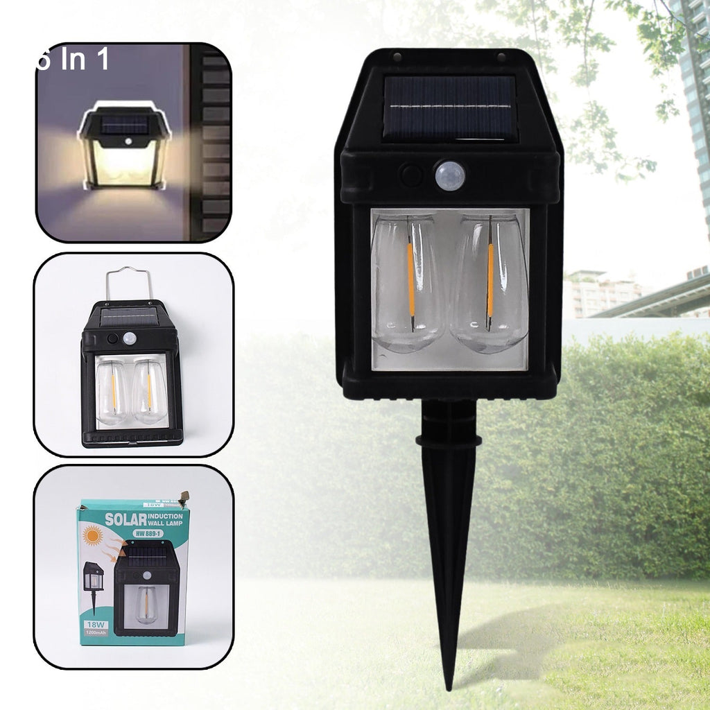 18W solar wall double light with motion sensor installed outdoors