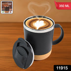 Coffee mug with spill-proof snap-on lid for secure drinking