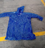 Durable blue raincoat for men designed for rainy day outdoor use.