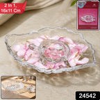 Glass tortoise and plate set for Vastu, Feng Shui and good luck