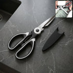 Multi-purpose 3 in 1 kitchen scissors with steel blades
