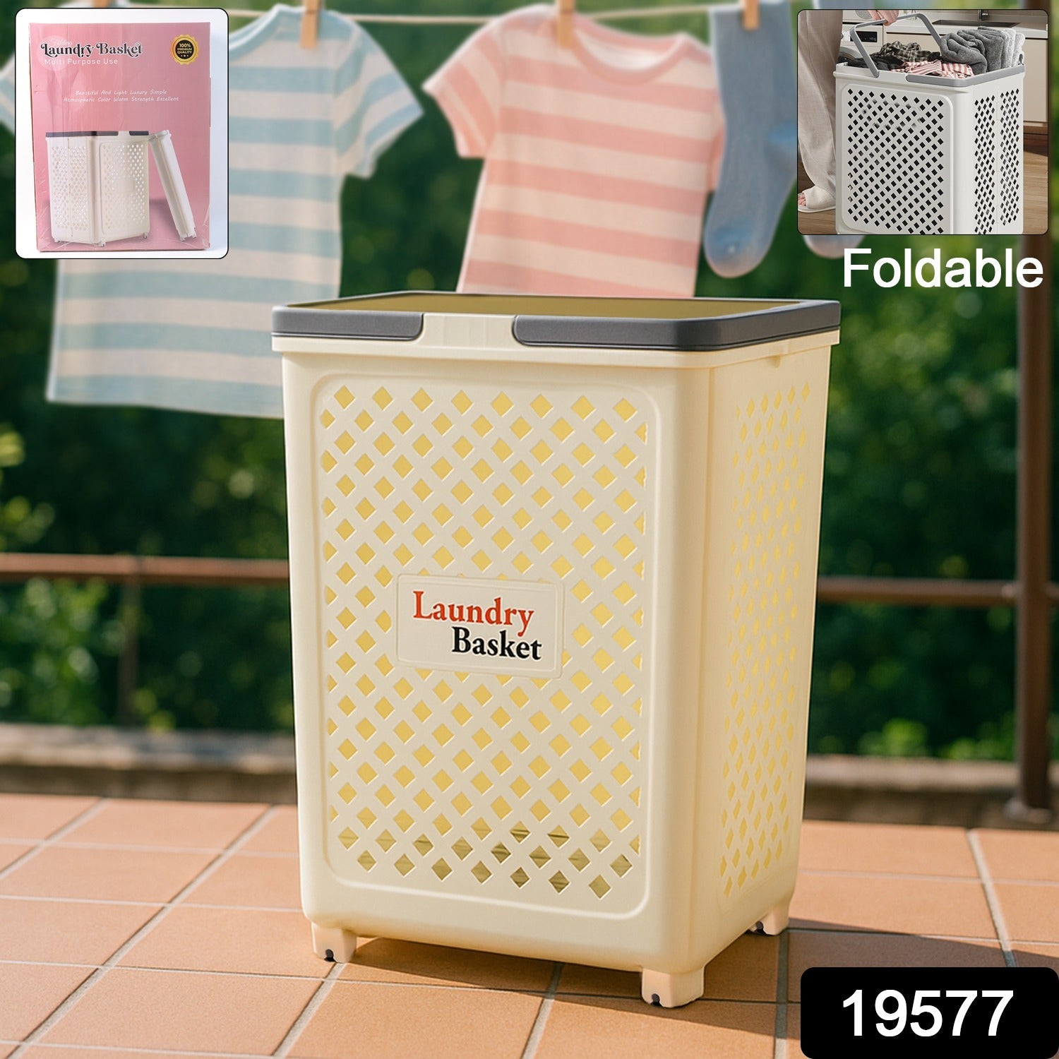 Mobile foldable laundry basket with easy rolling wheels
