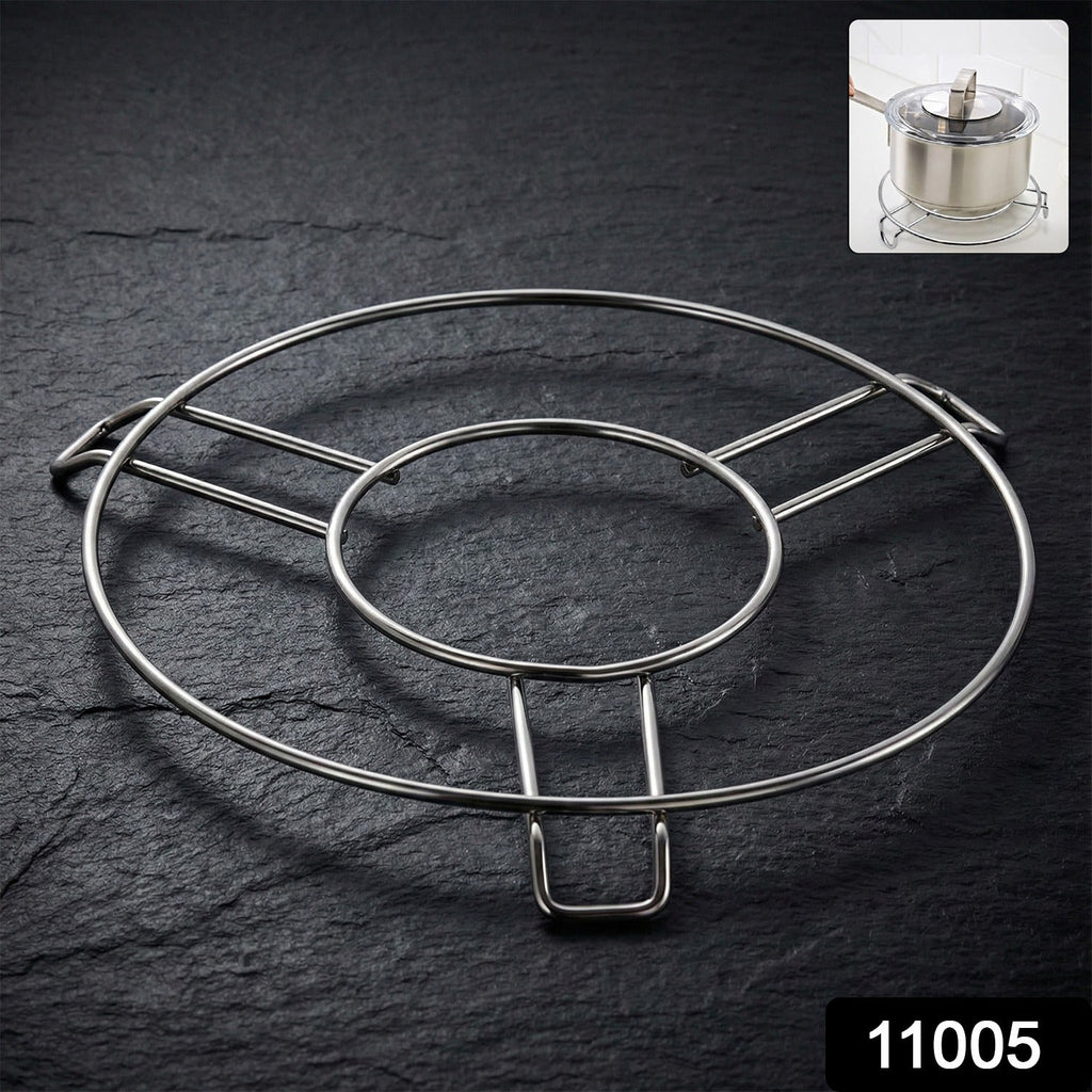 Non-slip ring trivet ensuring cookware stability on stainless steel hot pot stand