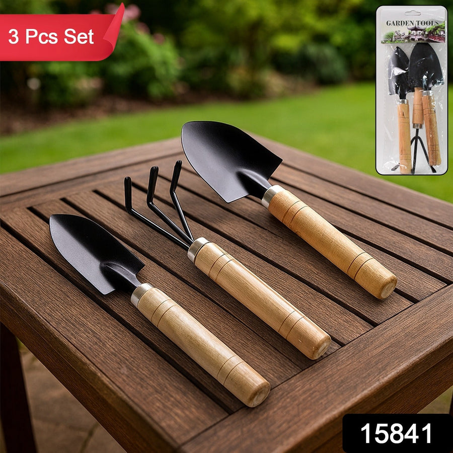 Garden Tool Kit – Durable 3-Piece Set with Wooden Handles