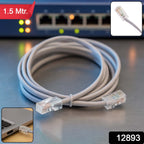 Close-up view of RJ45 connector on Ethernet Cable 1.5m showing durable design