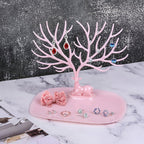 Full view of pink deer jewelry organizer stand, India