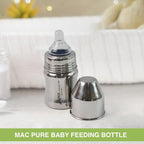 Compact 125 ML stainless steel baby feeding bottle with soft silicone nipple