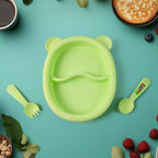 BPA-free plastic baby and toddler dinnerware set with 8 pieces including bowl lid
