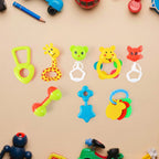 8-piece baby rattle set in vibrant colors for infant sensory play