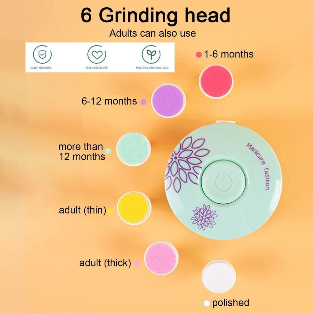Ergonomic baby nail buffer showing easy-to-hold design