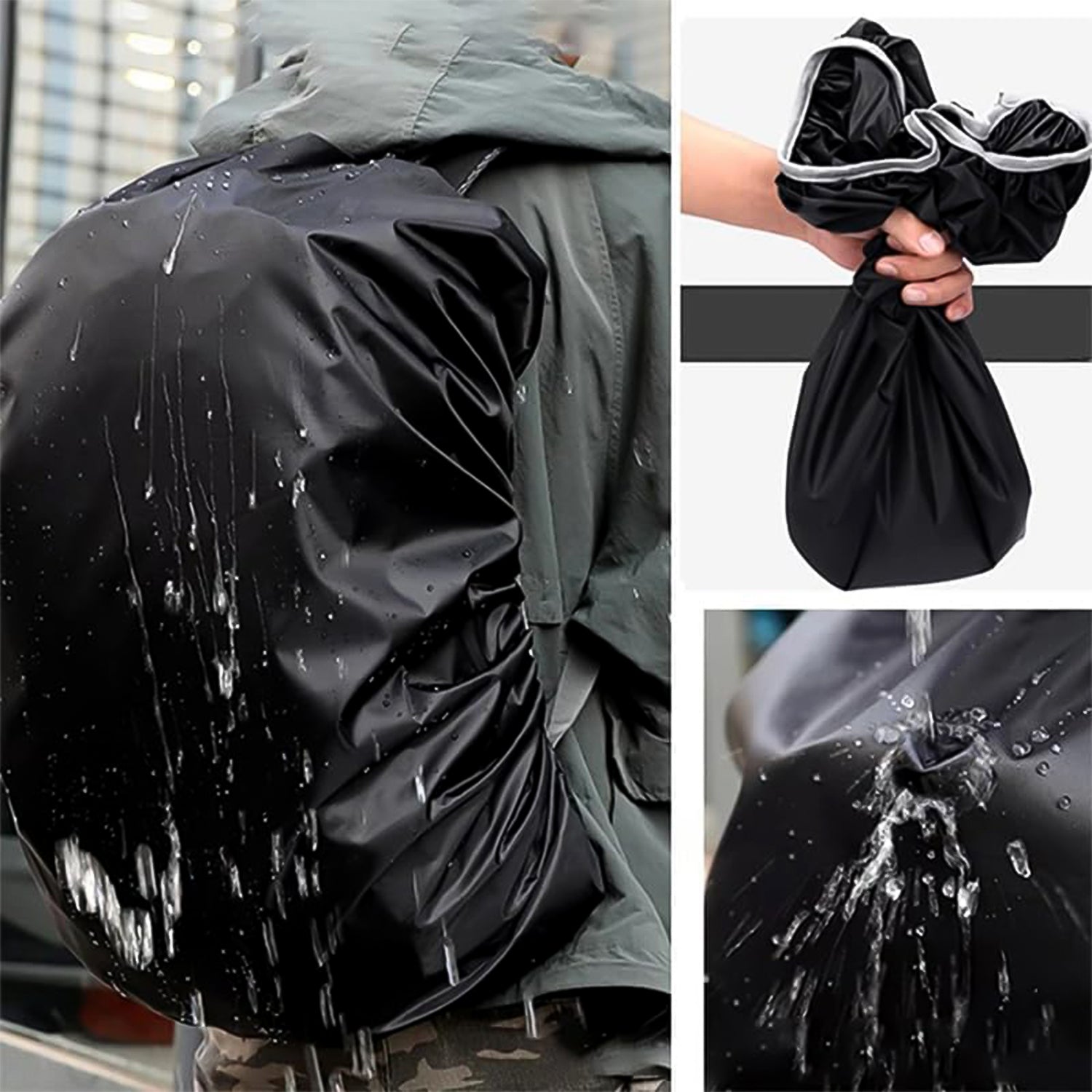 Waterproof rain cover for small backpack with elastic closure