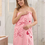 Cute printed bathrobe towel wrap for after shower