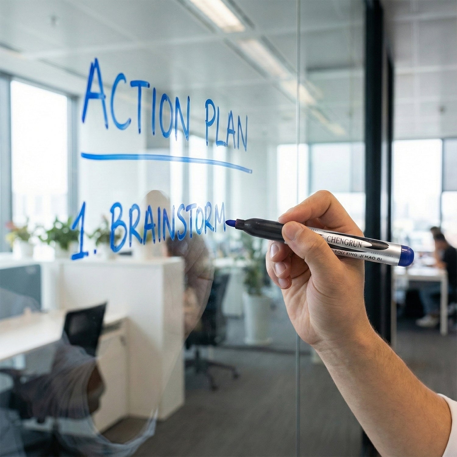 Set of permanent markers including blue marker pen for multi use