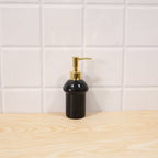 Decorative black glass soap dispenser for modern bathrooms